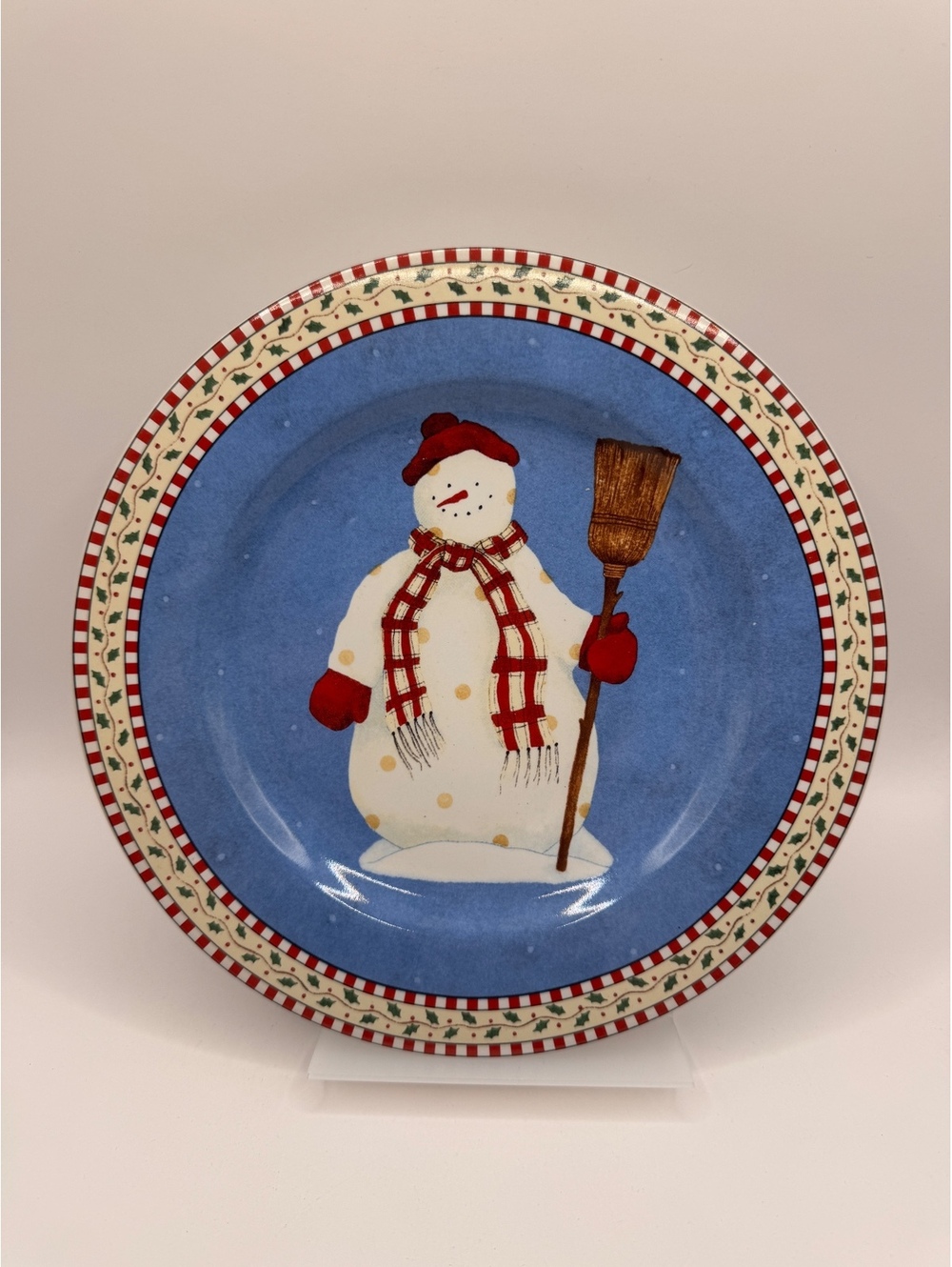Debbie Mumm Snowman Salad Plates Set 2 Sakura Oneida Christmas
